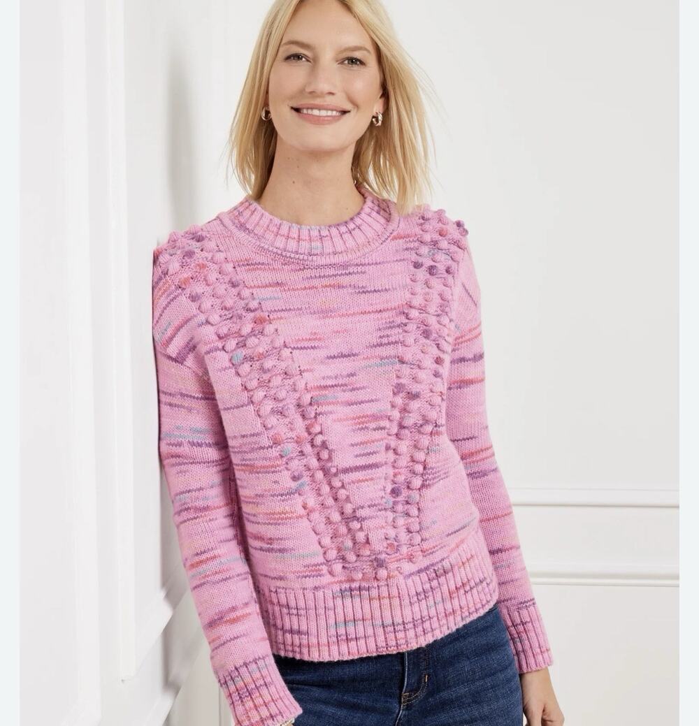 Talbots Space Dye Chunky Knit Sweater Size Small NWT Chevron Stitch Mock Neck